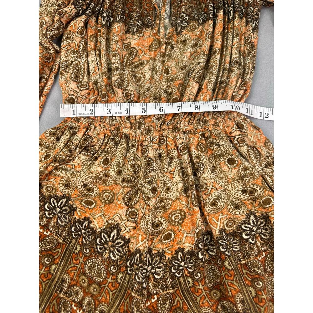 Free People So Divine Boho Floral Off The Shoulder Romper Peasant Sleeve Size XS - Picture 10 of 11